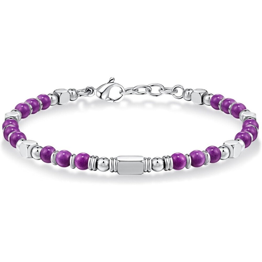 👉 Silver & Purple Boho Beaded Bracelets for Women Trendy Jewelry Gifts for Lover